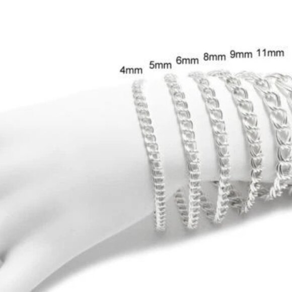 SLEEK STERLING SILVER DOUBLE LINK CHARM BRACELET 8MM (100 GAUGE) - Picture 2 of 2